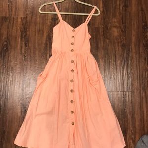 Urban Outfitters Pink Maxi Button Down Dress